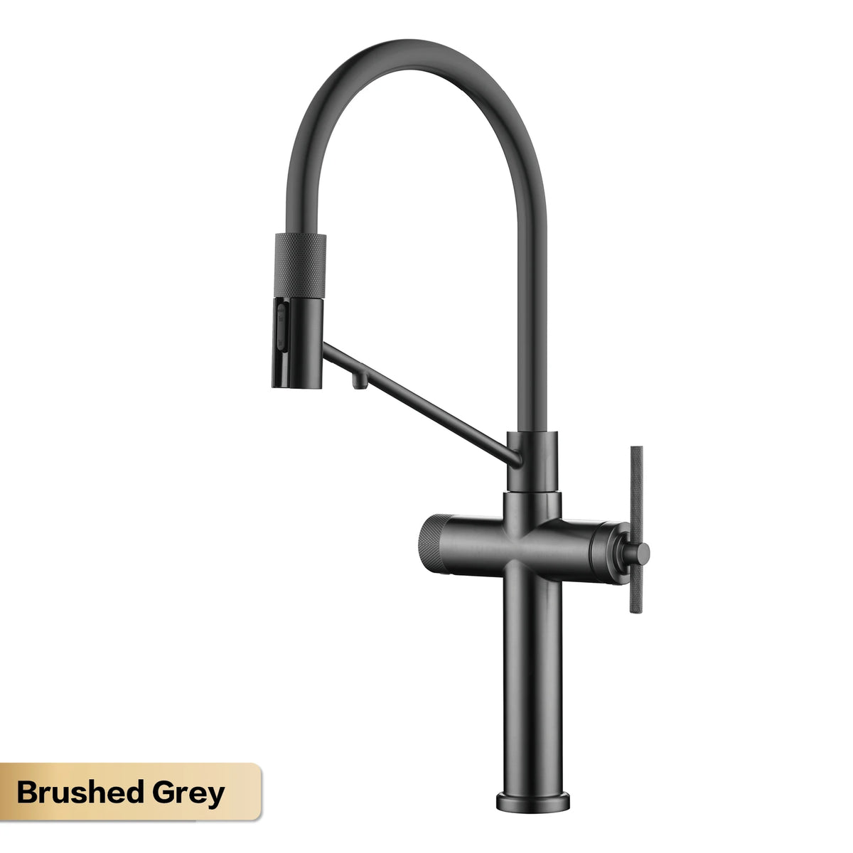 Modern Gun Grey Brass 3-In-1 Hole Faucet Separate