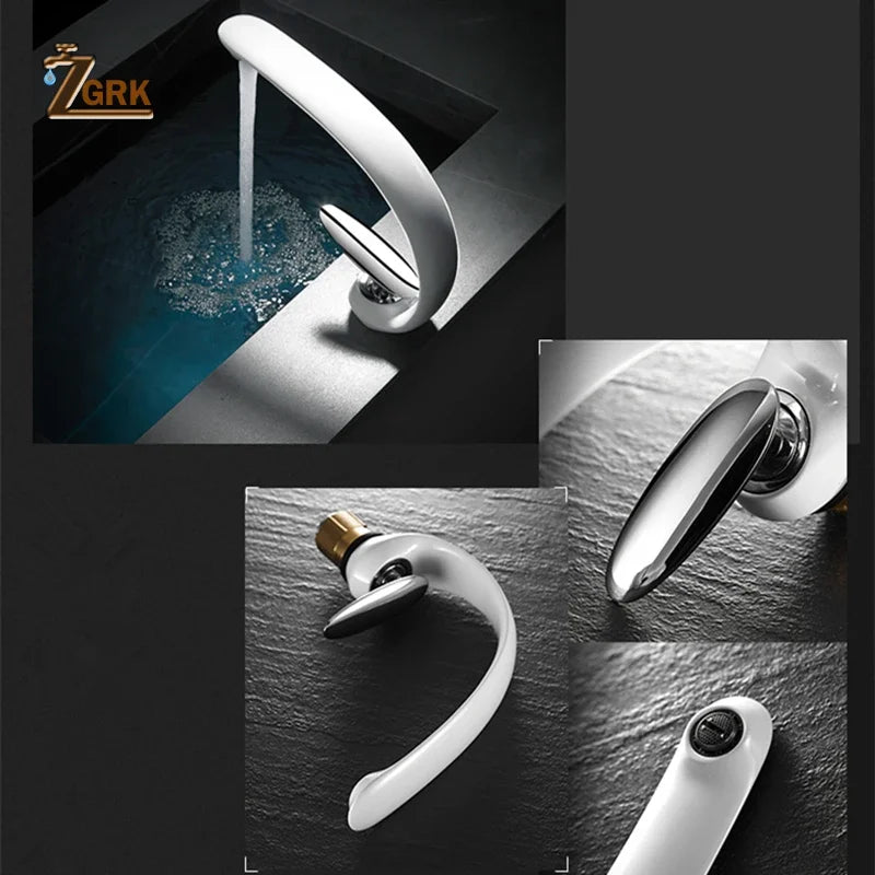 Creative Bathroom Sink Faucet Tap White Brass Wash
