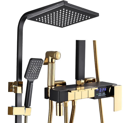 Brushed Gold Thermostatic Digital Bathroom Shower Inch Rain