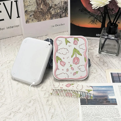 Flowers Flip-Top Folding Makeup Mirror Pocket Mirror Women