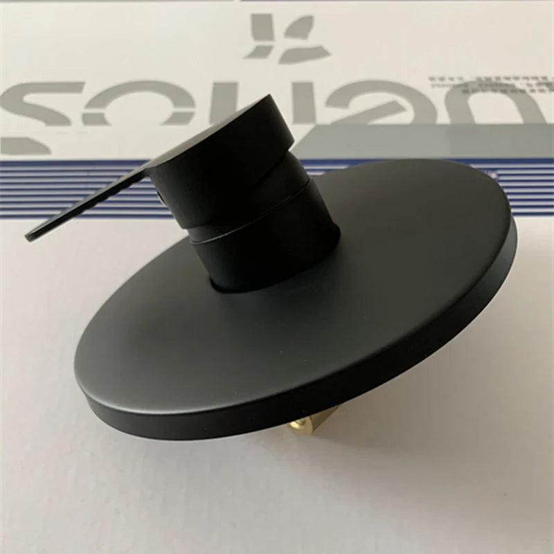 Brass Bathroom Shower Faucet Wall Round Black Mixer
