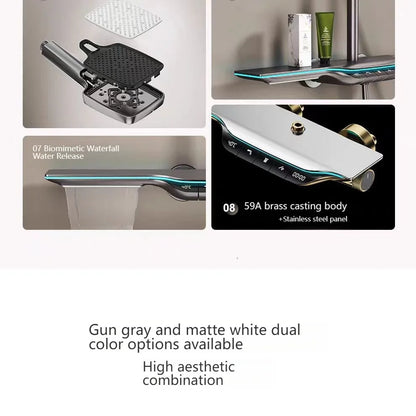 Digital Display Shower Bathroom Rainfall Piano Button Showers