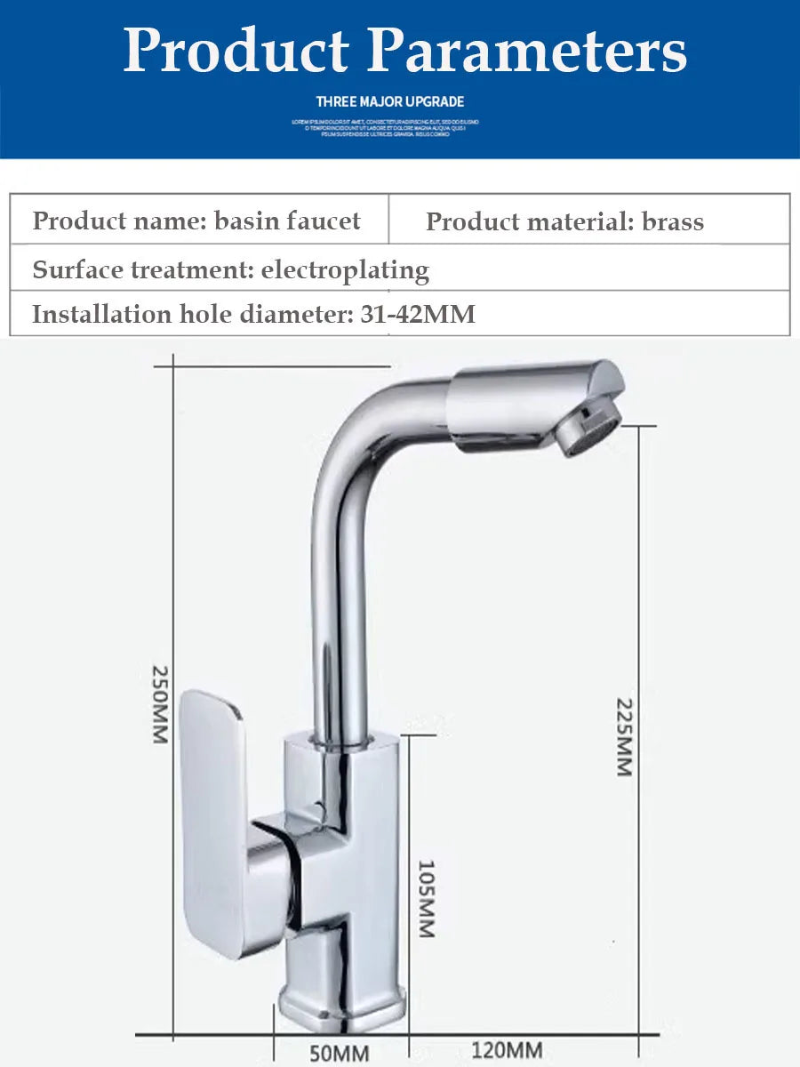 360 Rotation Bathroom Basin Faucet Silver Faucet Brass