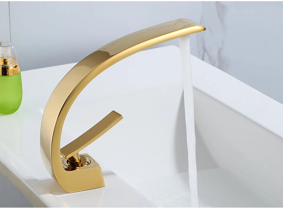 Basin Faucet Modern Bathroom Mixer Tap Black/Gold Wash