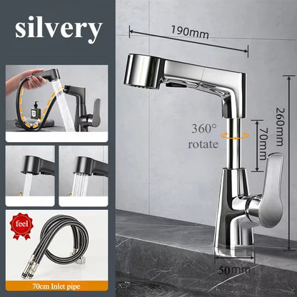 Basin Faucet Bathroom Pull Out Lift Mixer Tap