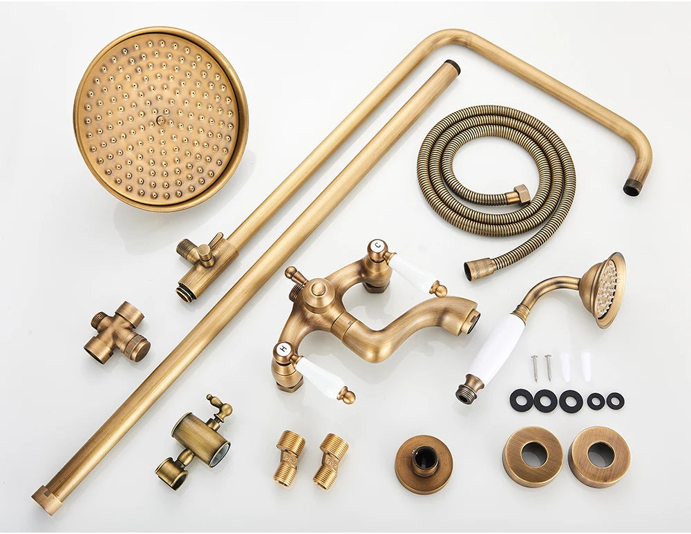 Golden Shower Bathroom Bath Shower Faucet Brass Swivel