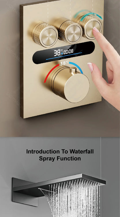 Luxury Brass Brushed Gold Led Digital Display Constant