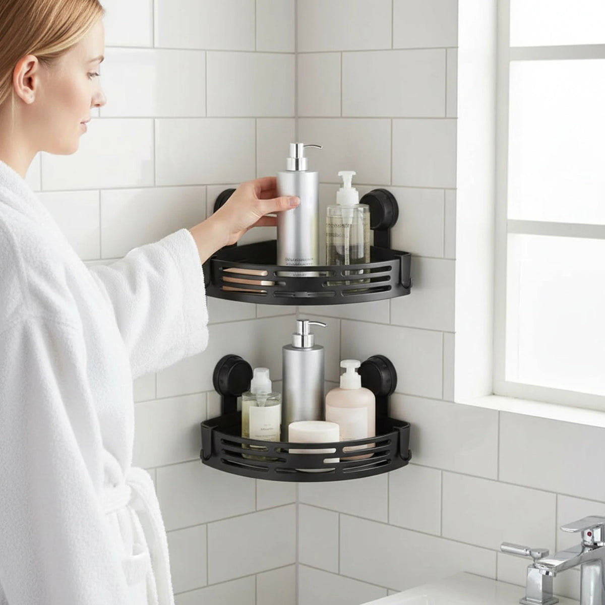 Suction Cup Triangle Corner Shower Caddy Hooks No