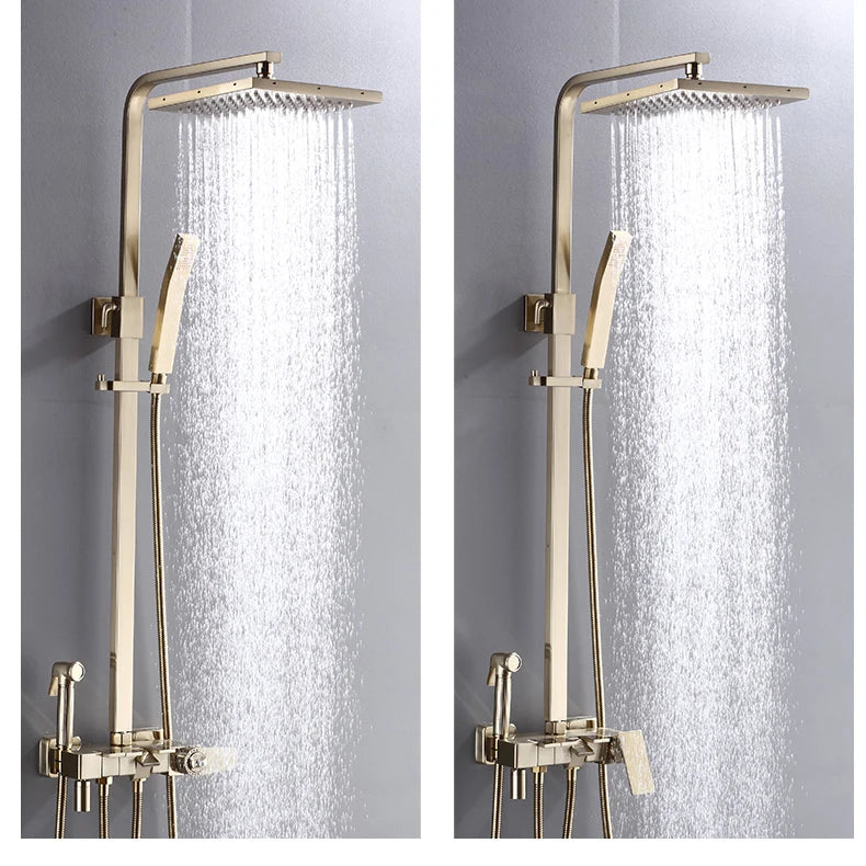 Brushed Gold Piano Digital Shower System Cold Brass