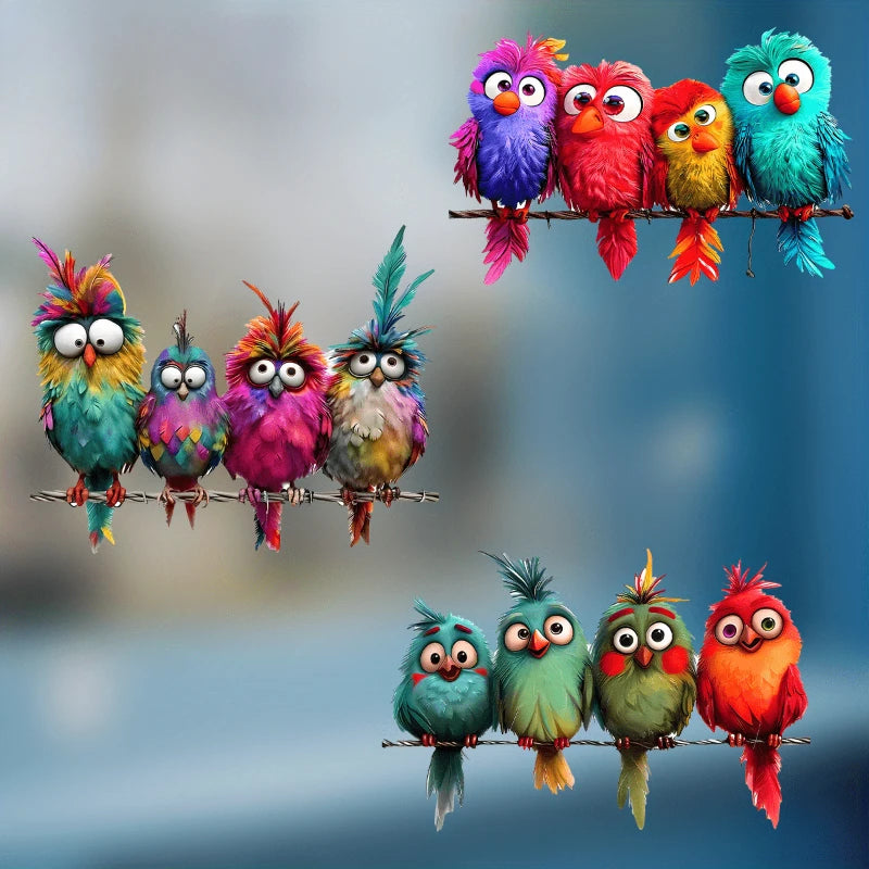 1pc Funny Bird Creative Glass Window Decorative Stickers