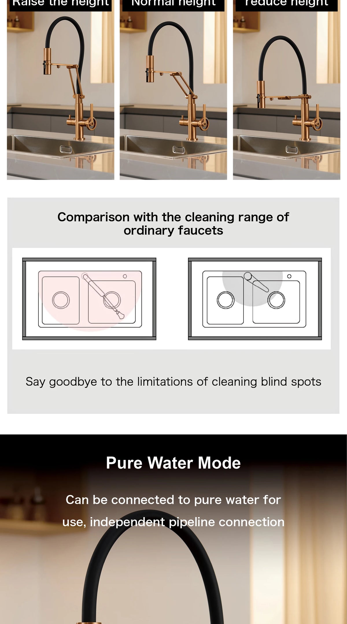 Gun Gray Brass Island Style Faucet Filtered Water