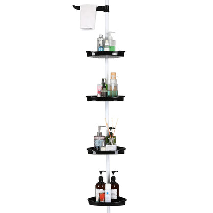 Corner Shower Caddy Tension Pole 4-Tier Adjustable Shelves