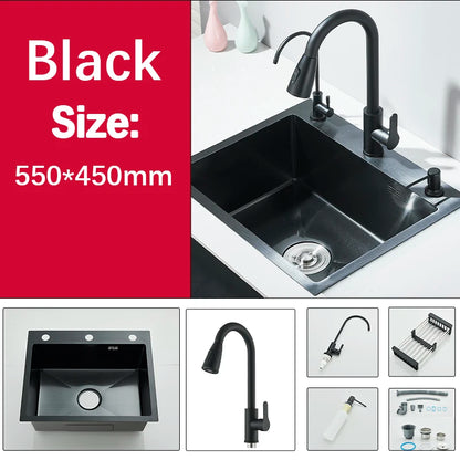 304 Stainless Steel Black/Brushed Nickel Sink Waterfall Faucet