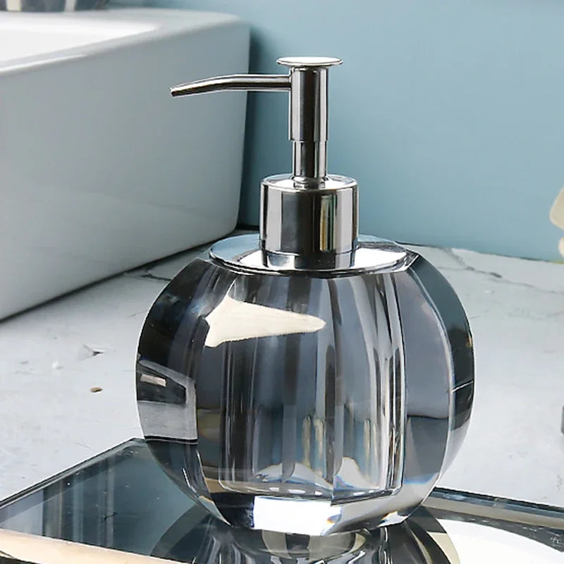 Light Luxury Crystal Glass Bathroom Lotion Bottle Transparent