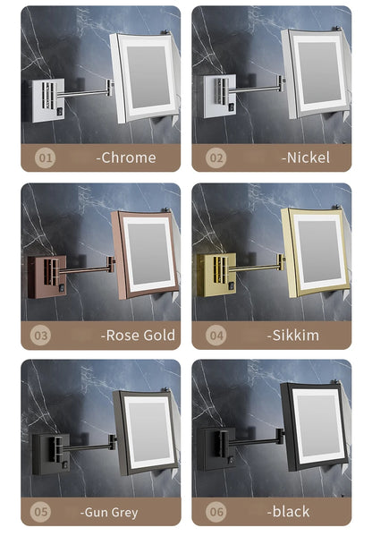 Square Touch Bathroom Mirror Wall Mounted Lighted Bathroom