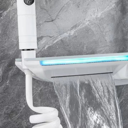 Upgrade White Bathroom Shower Led Display Piano Keys