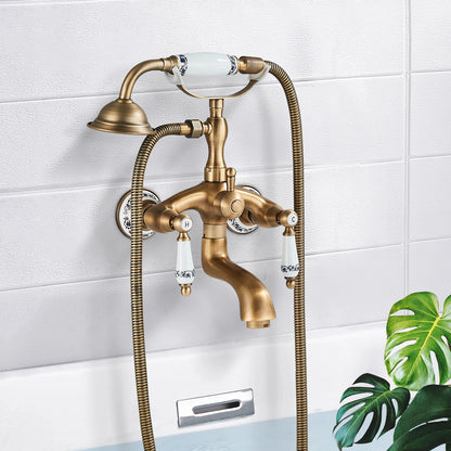 Retro European Bathtub Shower Faucet Handled Handshower Ceramics