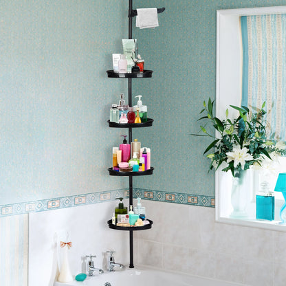 Corner Shower Caddy Tension Pole 4-Tier Adjustable Shelves