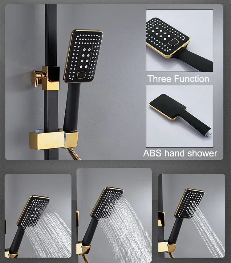 Luxury Cold Digital Bathroom Shower System Thermostatic Brass