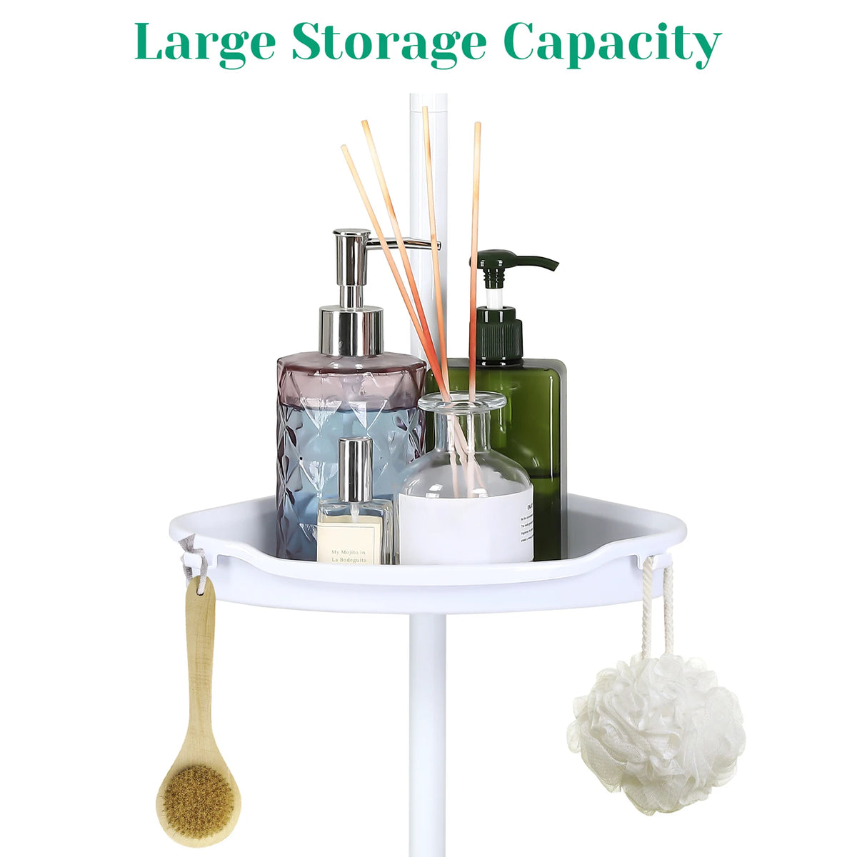 Corner Shower Caddy Tension Pole 4-Tier Adjustable Shelves