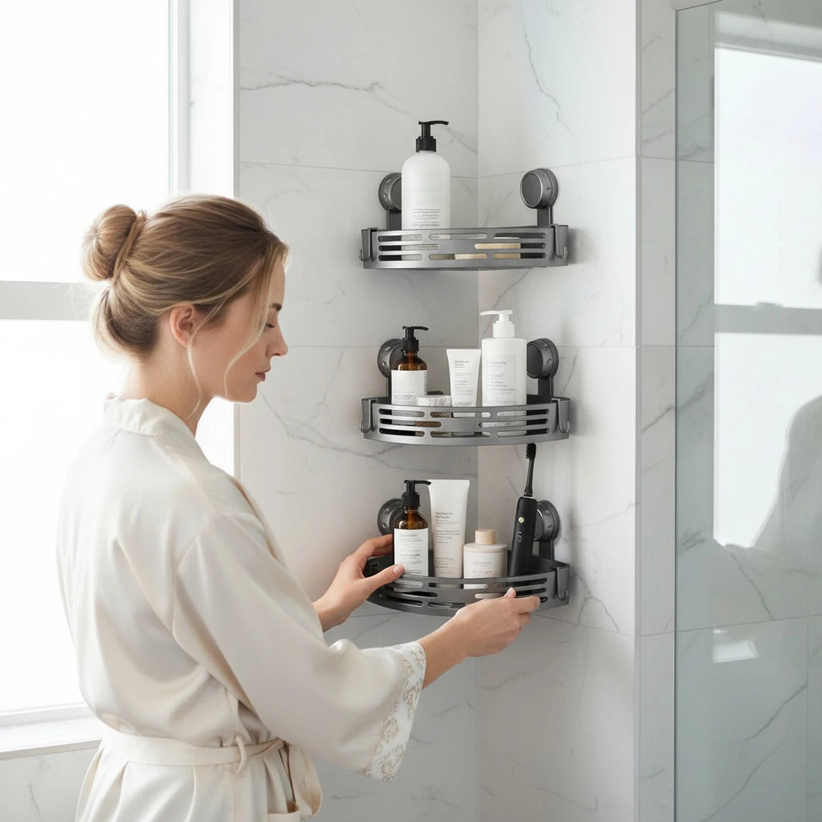 Suction Cup Triangle Corner Shower Caddy Hooks No