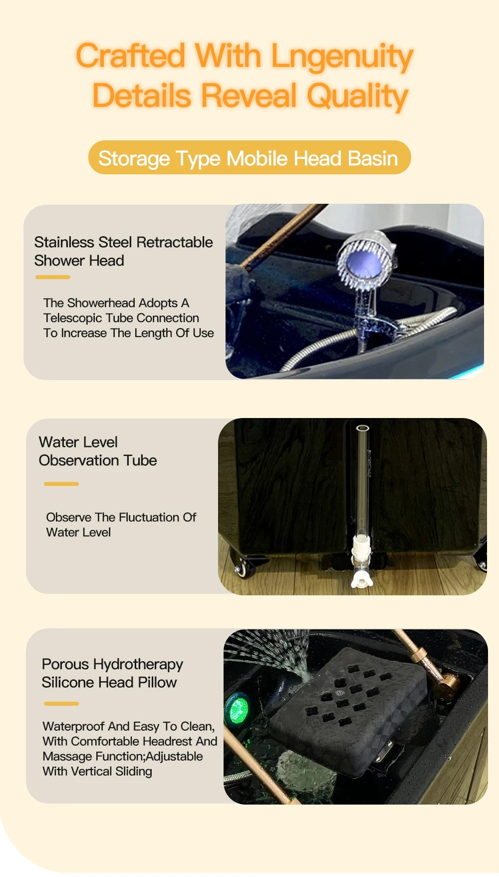 Head Spa Shampoo Basin 60l Water Storage Tank