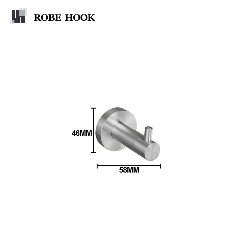 Brushed Nickel Bathroom Towel Bar Bath Robe Hook