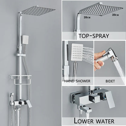 4-Function Wall Mounted Shower Faucet Rainwater Bathtub Shower