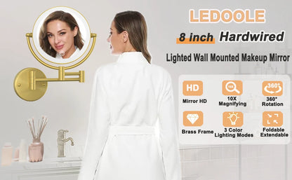 Brushed Gold Led Bathroom Mirrors Quality Brass 10x