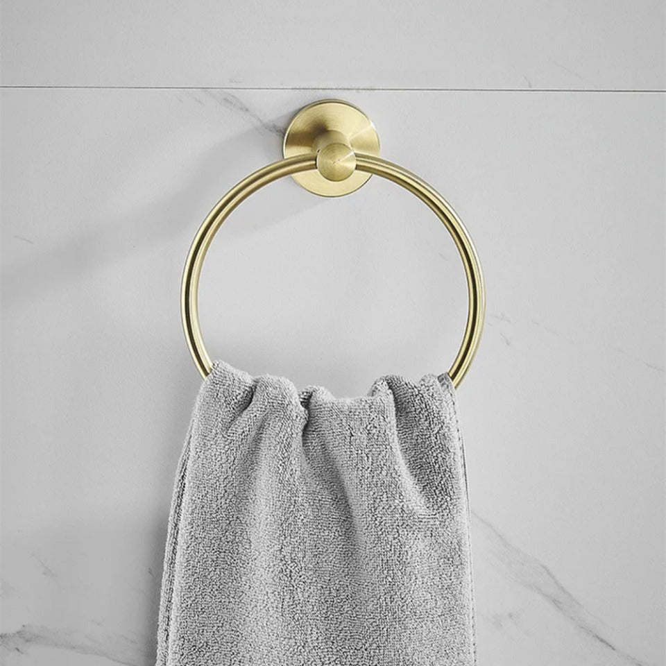 Towel Ring Black/Brushed Gold Stainless Steel Wall Hanging