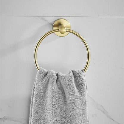 Towel Ring Black/Brushed Gold Stainless Steel Wall Hanging