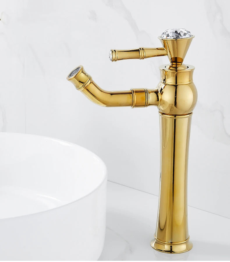Chrome Basin Faucets Modern Gold Deck Mounted Bathroom
