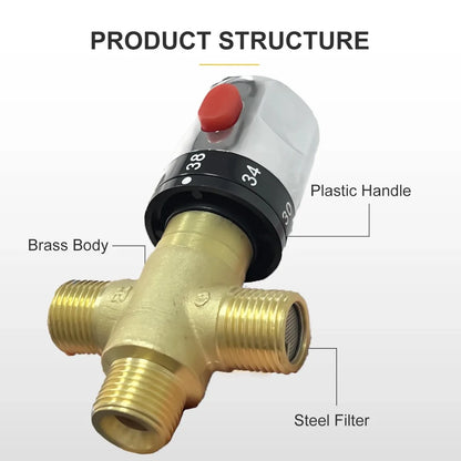 Bathroom Shower Faucet Brass Thermostatic Mixer Valve Static