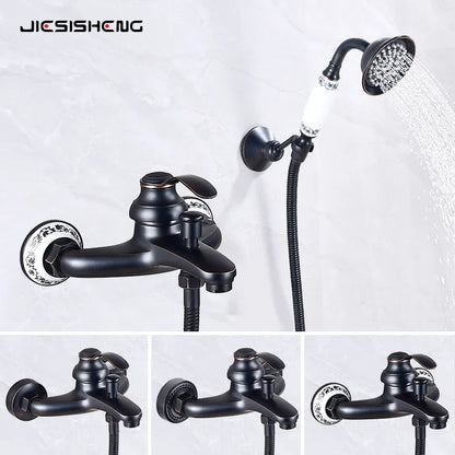 Brass Vintage Gold/Black Simple Shower Spray Handheld Shower
