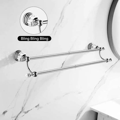 Luxury Crystal Gold Bathroom Hardware Wall Mounted Retractable