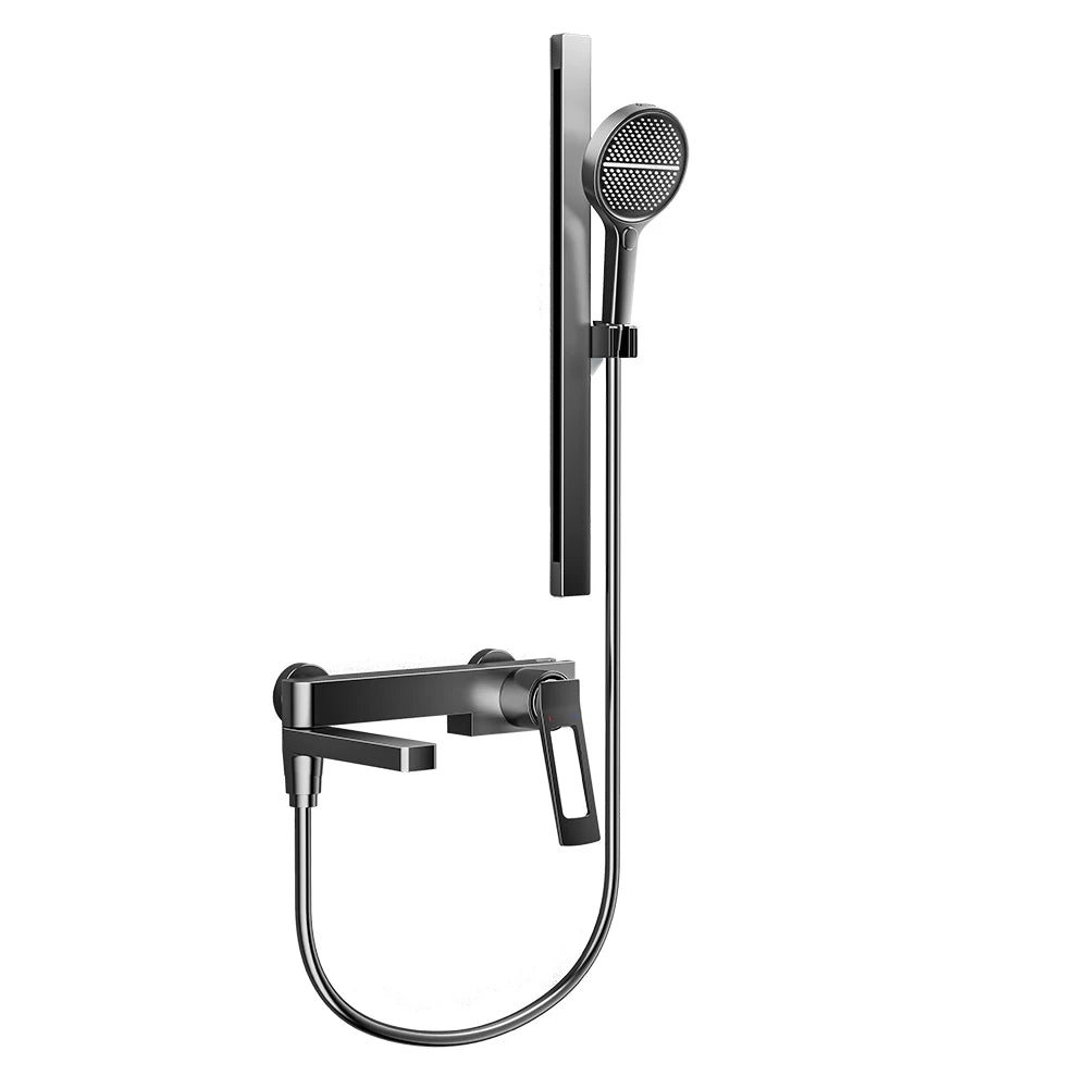 Black Waterfall Bathtub Shower Faucets Wall Mount Shower