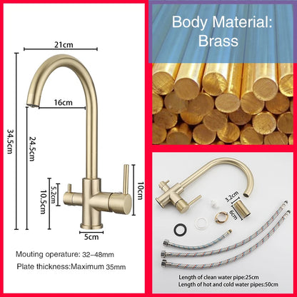 Ula Filtered Faucet Gold Purifier Faucet Dual Sprayer