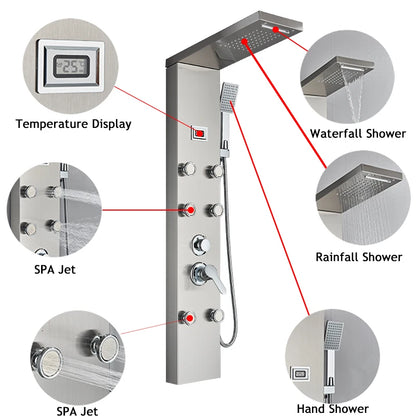 Shinesia Led Shower Panel Waterfall Rain Digital Display