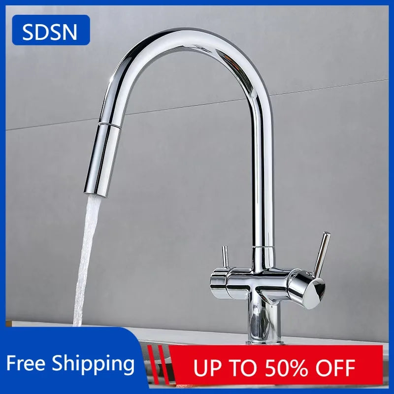Pure Water Pull Out Filter Sink Faucet Pull