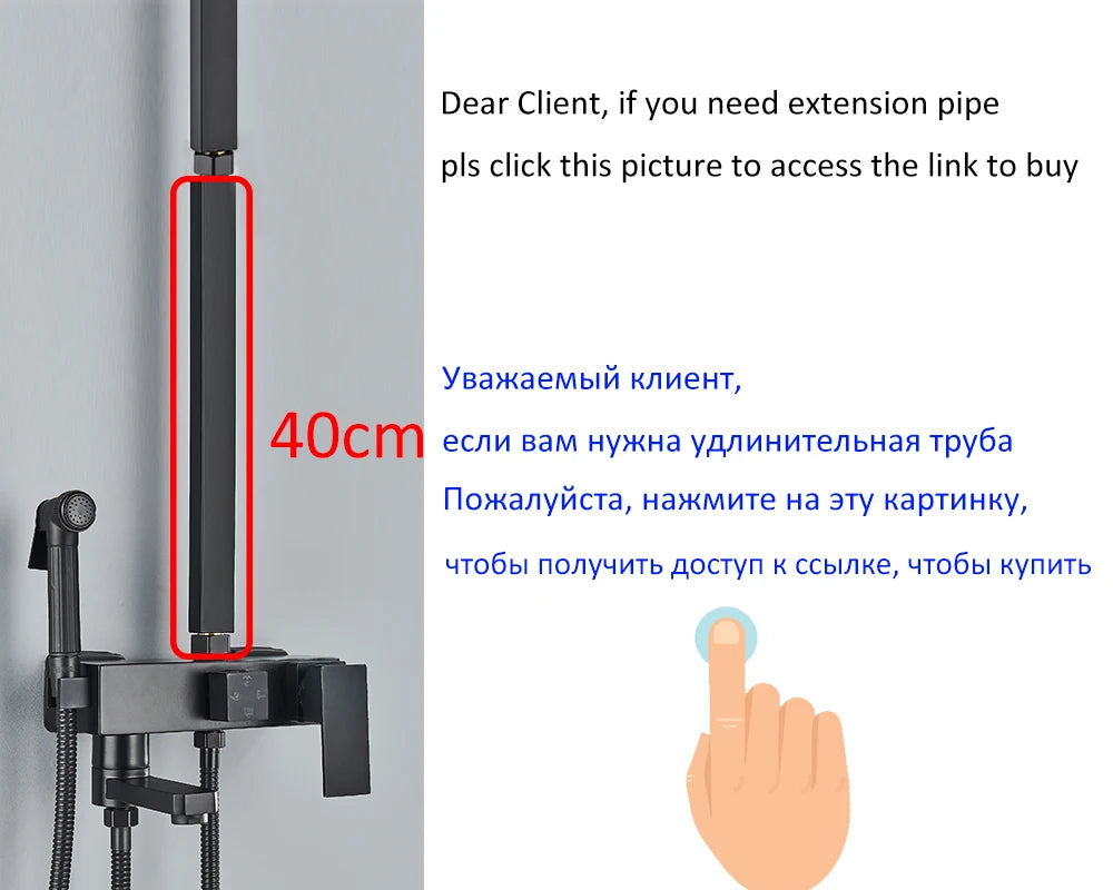 Black Chrome 3/4-Way Shower Faucet Rainfall Shower Cold