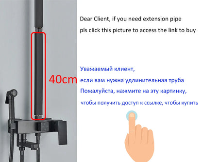 Black Chrome 3/4-Way Shower Faucet Rainfall Shower Cold