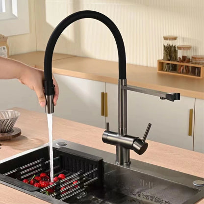 Modern Brushed Gold Brass Faucet Water Filtration Design