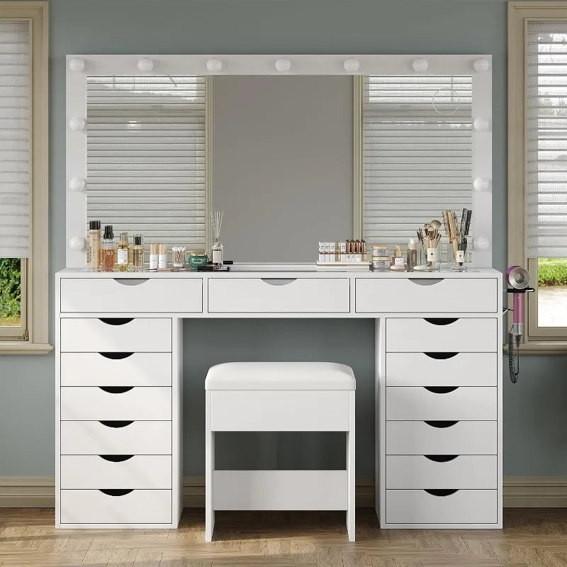 Yanosaku Vanity Desk Mirror Lights Makeup Table Charging