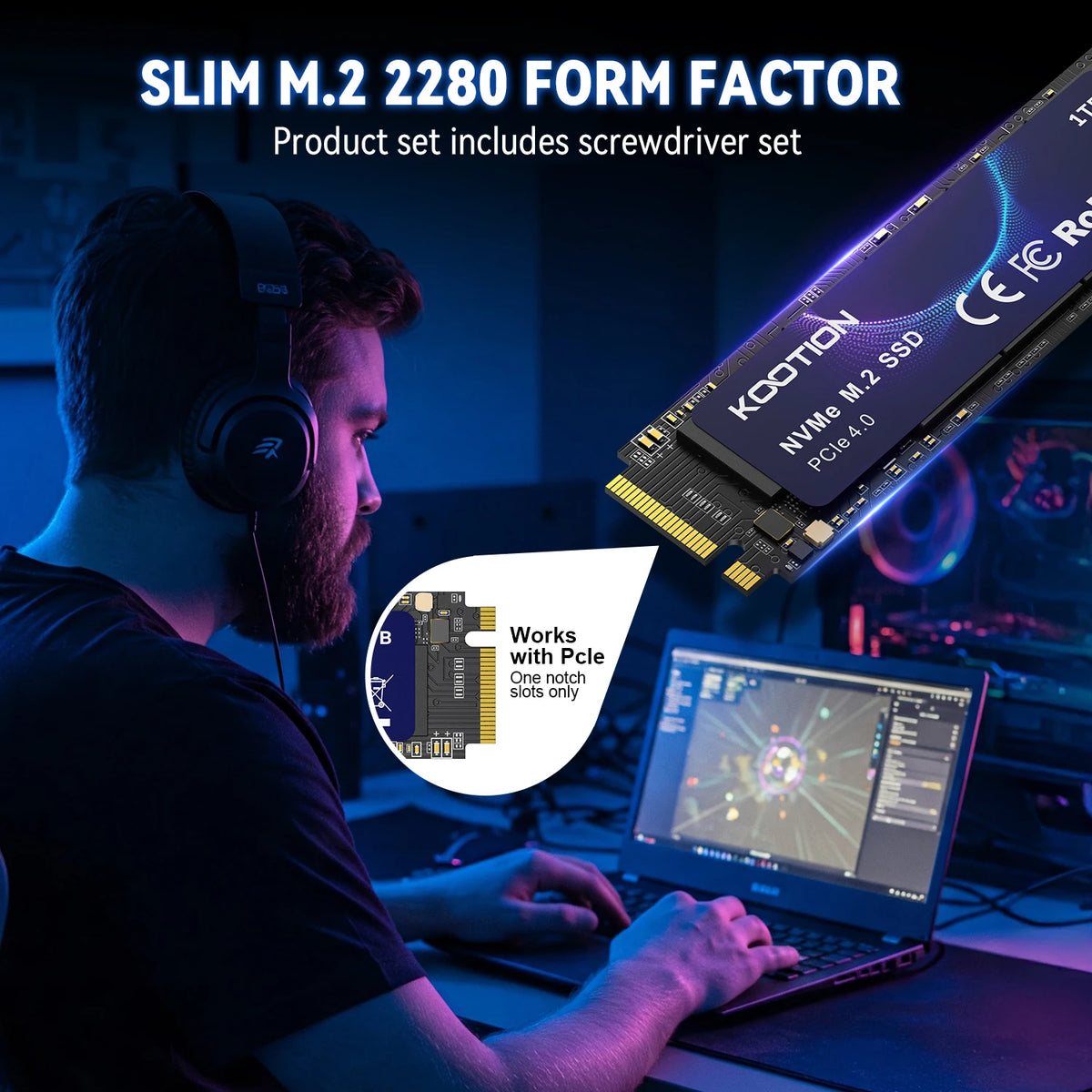 Kootion M2 Nvme Ssd 1tb Gen4 7200mb/S Pcie4