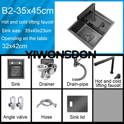 Nano Hidden Bar Sink Black Folding Faucet Mini