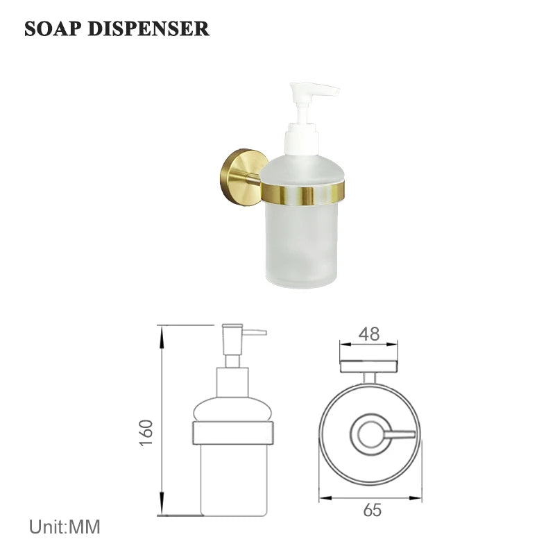 Brushed Gold Wall Mount Shelf Toilet Bath Hardware