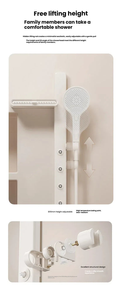 Gun Grey Bathroom Shower System Shoulder Waist Spouts