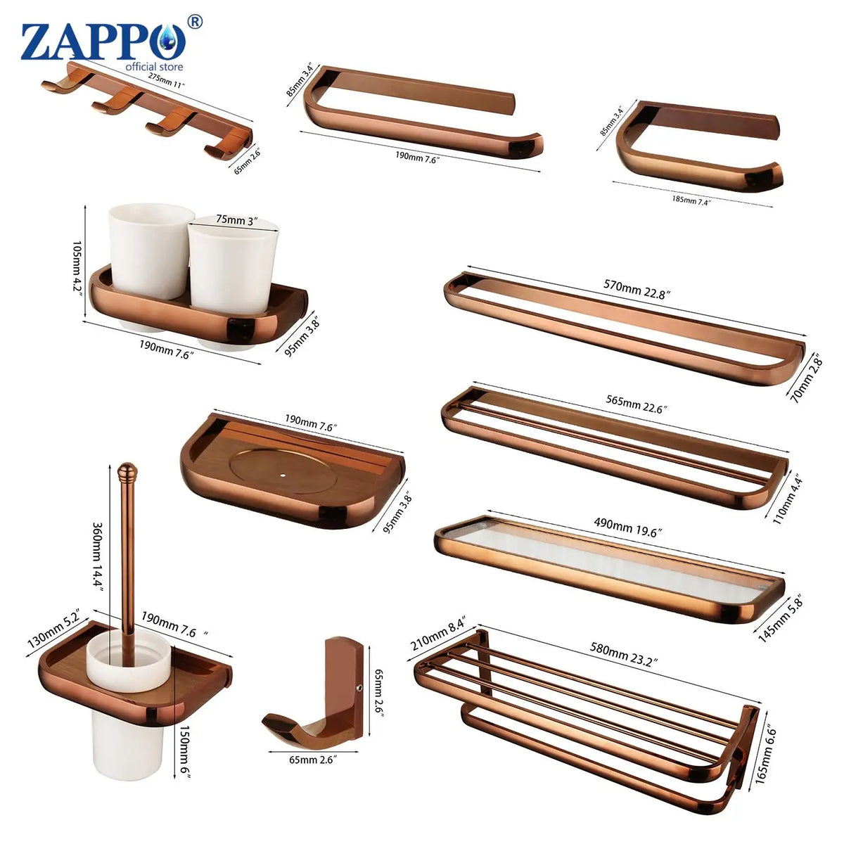 Zappo Rose Gold Wall-Mounted Stainless Steel Clothes Hook