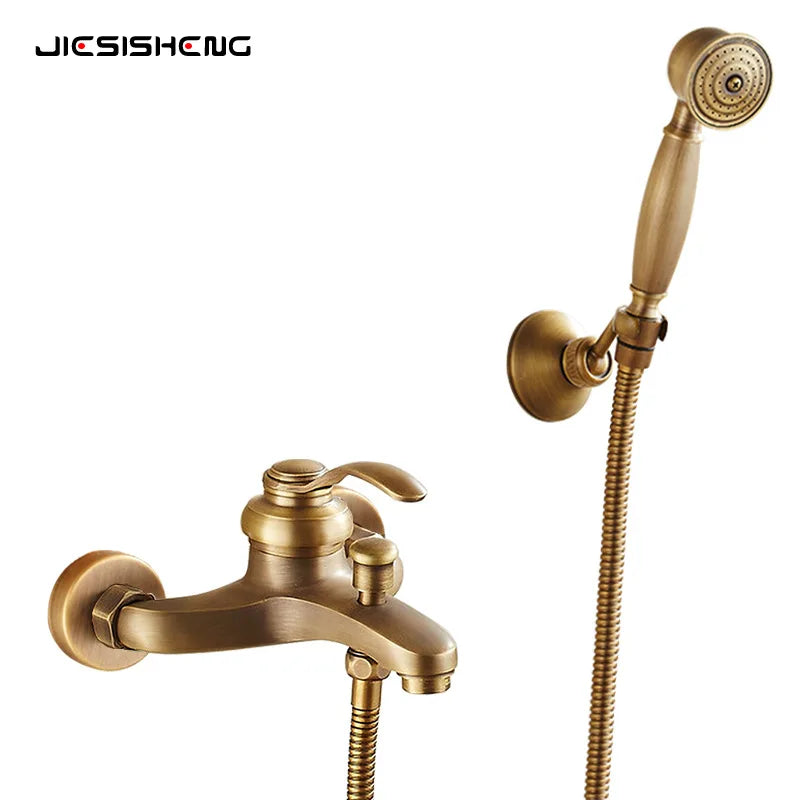 Brass Vintage Gold/Black Simple Shower Spray Handheld Shower
