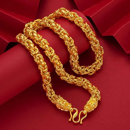 Unisex 24k Au999 Real Gold Boss Chain Hollow